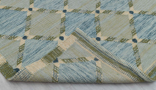 Green Blue Scandinavian Design High Quality Hand Woven Flatweave Kilim Modern Boho Geometric Rug,Customize in Any Size AD-7