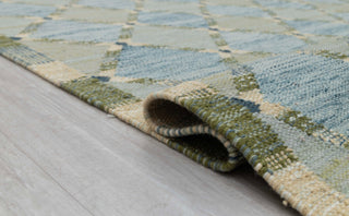 Green Blue Scandinavian Design High Quality Hand Woven Flatweave Kilim Modern Boho Geometric Rug,Customize in Any Size AD-7