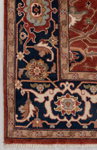 9X12 Rust/Blue Serapi Retro High Quality Hand Knotted 100% Wool Rug, Rug P-2730