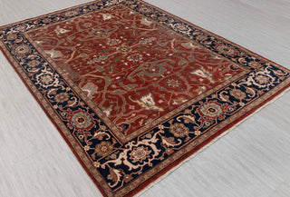 9X12 Rust/Blue Serapi Retro High Quality Hand Knotted 100% Wool Rug, Rug P-2730