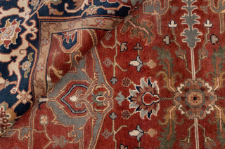 9X12 Rust/Blue Serapi Retro High Quality Hand Knotted 100% Wool Rug, Rug P-2730
