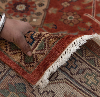 9X12 Red Cream Serapi Retro High Quality Hand Knotted 100% Wool Rug, Rug P-2732