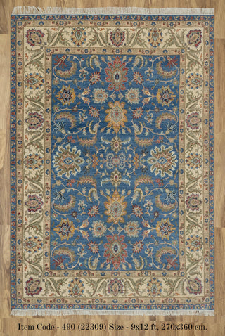 9X12 Rust/Blue Serapi Retro High Quality Hand Knotted 100% Wool Rug, Rug P-2730 (Copy)