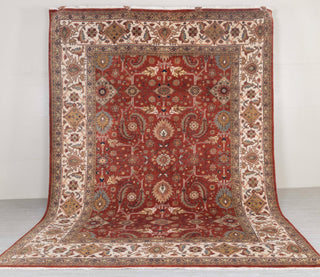 9X12 Red Cream Serapi Retro High Quality Hand Knotted 100% Wool Rug, Rug P-2732