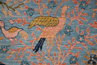 8x10 Blue Colorful Birds Garden High Quality Hand Knotted Wool Rug,JC-8317