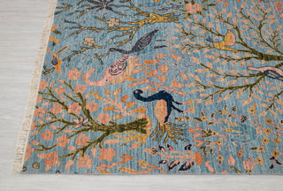 8x10 Blue Colorful Birds Garden High Quality Hand Knotted Wool Rug,JC-8317
