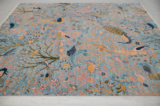 8x10 Blue Colorful Birds Garden High Quality Hand Knotted Wool Rug,JC-8317