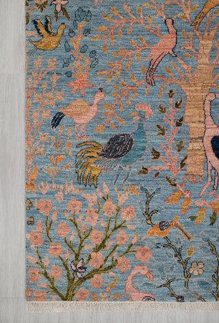 8x10 Blue Colorful Birds Garden High Quality Hand Knotted Wool Rug,JC-8317