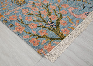8x10 Blue Colorful Birds Garden High Quality Hand Knotted Wool Rug,JC-8317