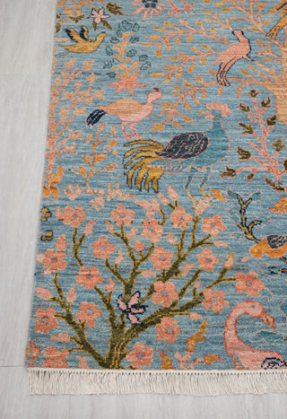 8x10 Blue Colorful Birds Garden High Quality Hand Knotted Wool Rug,JC-8317