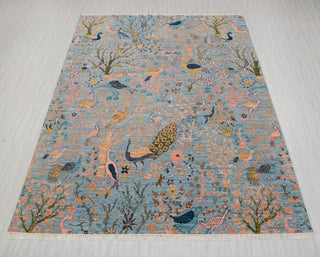8x10 Blue Colorful Birds Garden High Quality Hand Knotted Wool Rug,JC-8317