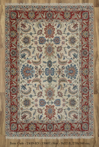 9x12 Ivory with Red Persian Traditional Area Rug Floral Design Rug#2439