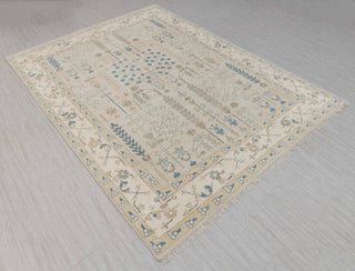 Gray Ivory Garden Pine Tree Of life Rug Modern Oushak Rug Premium Wool Hand Knotted Turkish Inspired, #5990