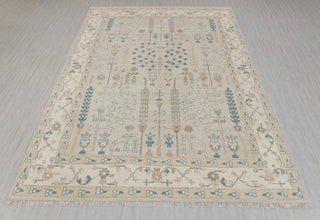 Gray Ivory Garden Pine Tree Of life Rug Modern Oushak Rug Premium Wool Hand Knotted Turkish Inspired, #5990