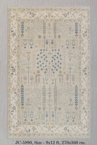 Gray Ivory Garden Pine Tree Of life Rug Modern Oushak Rug Premium Wool Hand Knotted Turkish Inspired, #5990