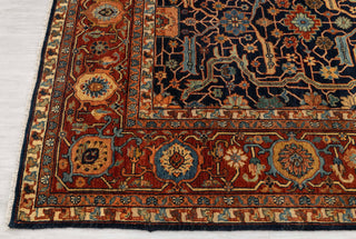 8x10 Classic Persian Retro Mahal Design Navy Blue Rust High Quality Premium Wool Hand Knotted Rug |