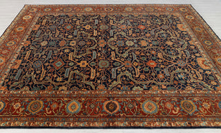 8x10 Classic Persian Retro Mahal Design Navy Blue Rust High Quality Premium Wool Hand Knotted Rug |