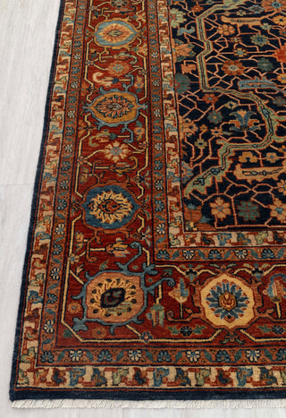 8x10 Classic Persian Retro Mahal Design Navy Blue Rust High Quality Premium Wool Hand Knotted Rug |