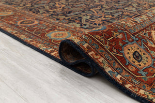 8x10 Classic Persian Retro Mahal Design Navy Blue Rust High Quality Premium Wool Hand Knotted Rug |