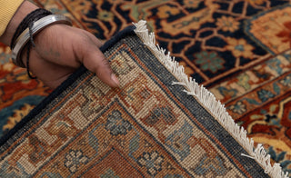 8x10 Classic Persian Retro Mahal Design Navy Blue Rust High Quality Premium Wool Hand Knotted Rug |
