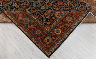 8x10 Classic Persian Retro Mahal Design Navy Blue Rust High Quality Premium Wool Hand Knotted Rug |