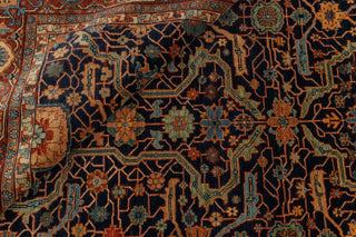 8x10 Classic Persian Retro Mahal Design Navy Blue Rust High Quality Premium Wool Hand Knotted Rug |