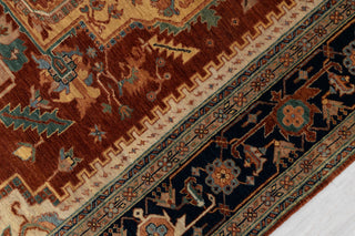 8x10 Rust Yellow Blue Serapi Heriz Design Soft Quality Wool Hand Knotted High Knots Density Rug