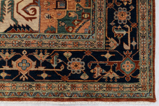 8x10 Rust Yellow Blue Serapi Heriz Design Soft Quality Wool Hand Knotted High Knots Density Rug