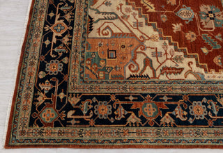 8x10 Rust Yellow Blue Serapi Heriz Design Soft Quality Wool Hand Knotted High Knots Density Rug