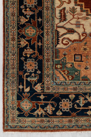 8x10 Rust Yellow Blue Serapi Heriz Design Soft Quality Wool Hand Knotted High Knots Density Rug