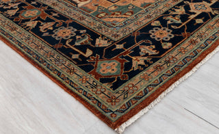8x10 Rust Yellow Blue Serapi Heriz Design Soft Quality Wool Hand Knotted High Knots Density Rug