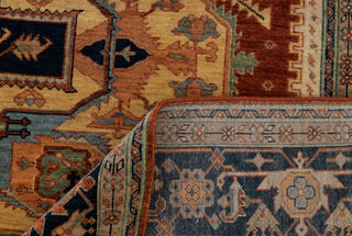 8x10 Rust Yellow Blue Serapi Heriz Design Soft Quality Wool Hand Knotted High Knots Density Rug
