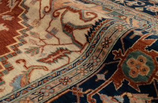 8x10 Rust Yellow Blue Serapi Heriz Design Soft Quality Wool Hand Knotted High Knots Density Rug