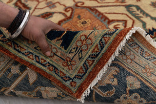 8x10 Rust Yellow Blue Serapi Heriz Design Soft Quality Wool Hand Knotted High Knots Density Rug