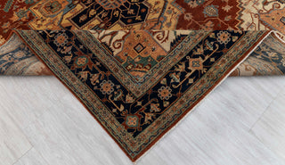 8x10 Rust Yellow Blue Serapi Heriz Design Soft Quality Wool Hand Knotted High Knots Density Rug
