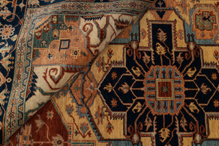 8x10 Rust Yellow Blue Serapi Heriz Design Soft Quality Wool Hand Knotted High Knots Density Rug