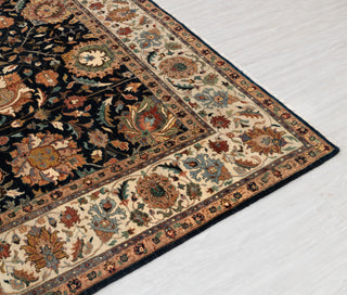 Black Ivory Persian Tabriz Reproduction Fine Density Hand Knotted Wool Rug, -8414