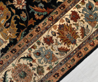 Black Ivory Persian Tabriz Reproduction Fine Density Hand Knotted Wool Rug, -8414