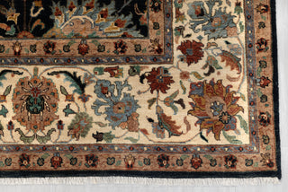 Black Ivory Persian Tabriz Reproduction Fine Density Hand Knotted Wool Rug, -8414