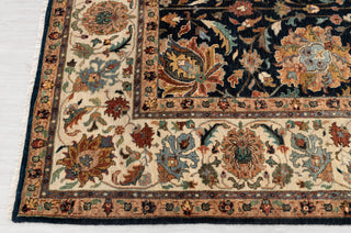 Black Ivory Persian Tabriz Reproduction Fine Density Hand Knotted Wool Rug, -8414