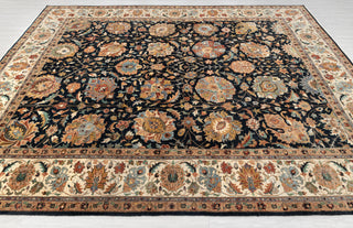 Black Ivory Persian Tabriz Reproduction Fine Density Hand Knotted Wool Rug, -8414
