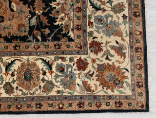 Black Ivory Persian Tabriz Reproduction Fine Density Hand Knotted Wool Rug, -8414