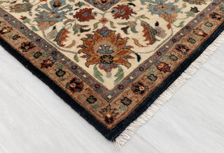 Black Ivory Persian Tabriz Reproduction Fine Density Hand Knotted Wool Rug, -8414
