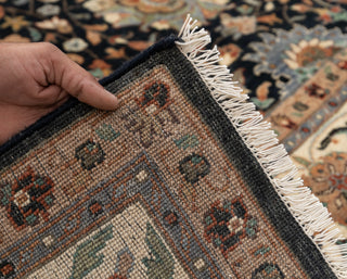 Black Ivory Persian Tabriz Reproduction Fine Density Hand Knotted Wool Rug, -8414