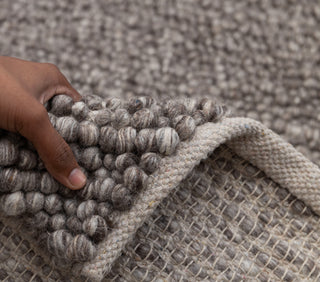 Chocolate Brown Grey Pebble Hand Woven High Quality Chunky Wool Felted Rug TN-80