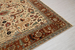 Beige Cream Rust Serapi Persian Retro High Quality Hand Knotted 100% Wool Rug, Rug