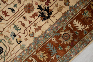 Beige Cream Rust Serapi Persian Retro High Quality Hand Knotted 100% Wool Rug, Rug
