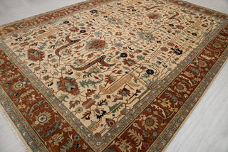 Beige Cream Rust Serapi Persian Retro High Quality Hand Knotted 100% Wool Rug, Rug
