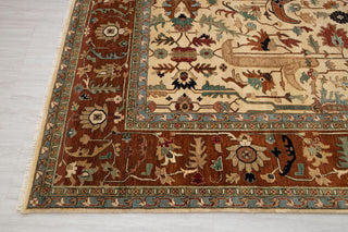 Beige Cream Rust Serapi Persian Retro High Quality Hand Knotted 100% Wool Rug, Rug