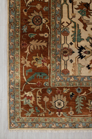 Beige Cream Rust Serapi Persian Retro High Quality Hand Knotted 100% Wool Rug, Rug